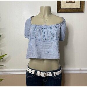 ZARA Women's Cutwork Embroidery Crop Top